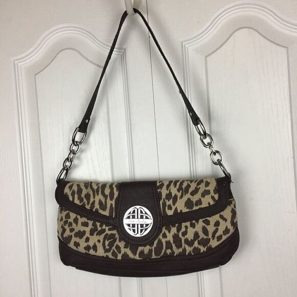 Kate Landry Animal Print Y2K East West  Linen Shoulder Bag - Picture 1 of 5